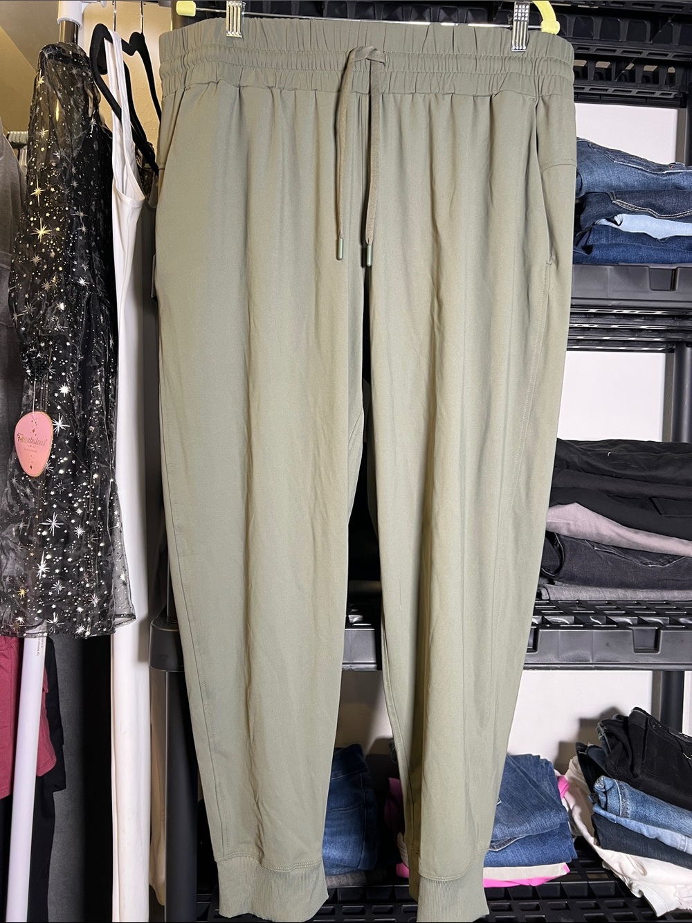 Men's Olive Drawstring Joggers with Tapered Cuffs